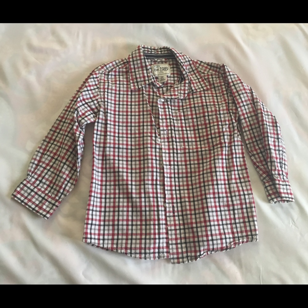 Boys 2T Red and Black Button Down Shirt